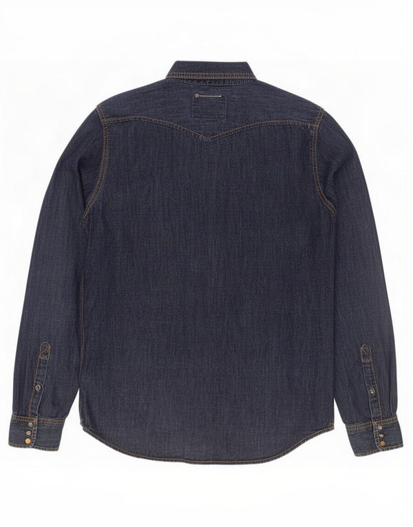 Camisa jeans masculina Diesel grande algodão azul marinho