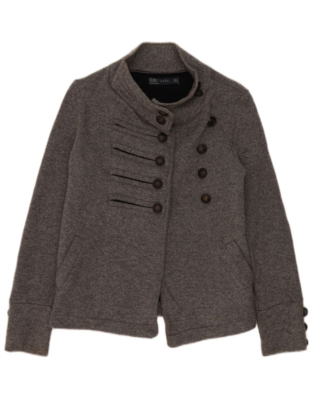 Jaqueta blazer feminina Zara com peito duplo Reino Unido 10 pequena lã cinza
