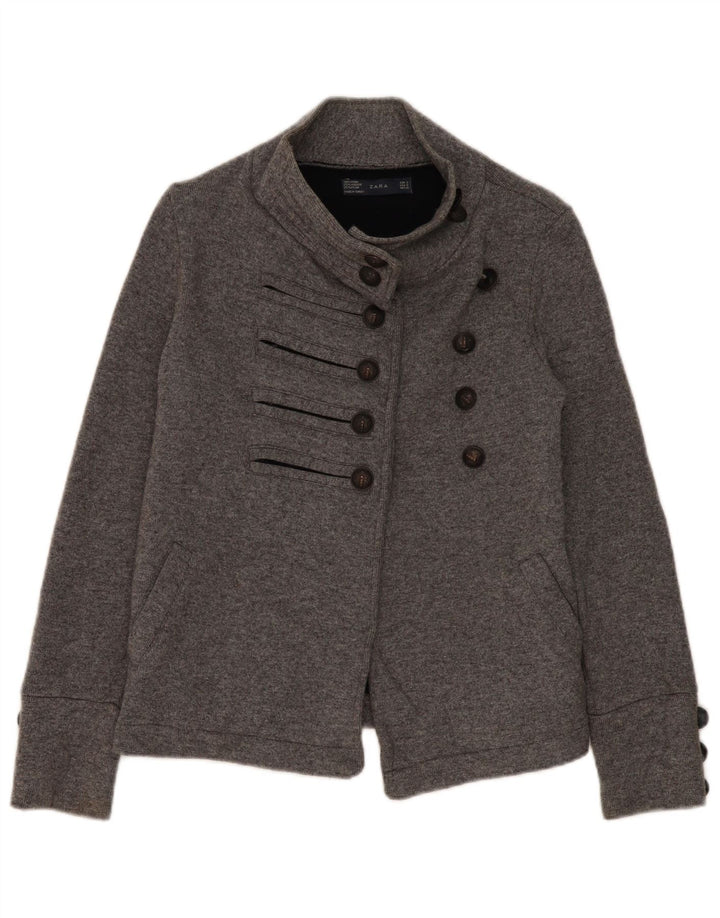 Jaqueta blazer feminina Zara com peito duplo Reino Unido 10 pequena lã cinza