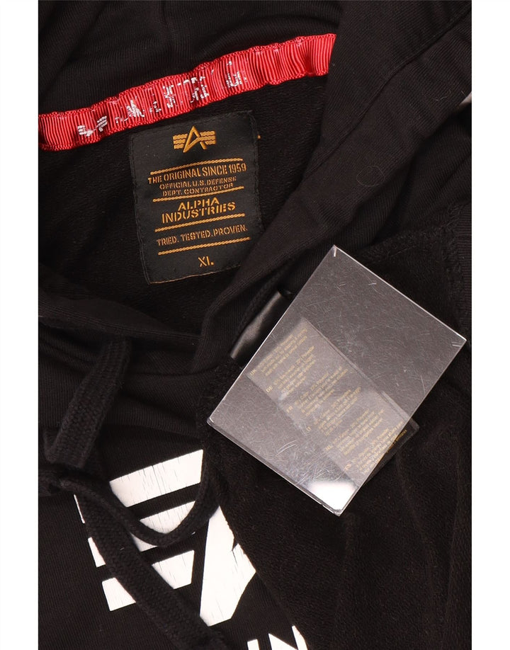 ALPHA INDUSTRIES Masculino gráfico manga curta moletom com capuz XL algodão preto