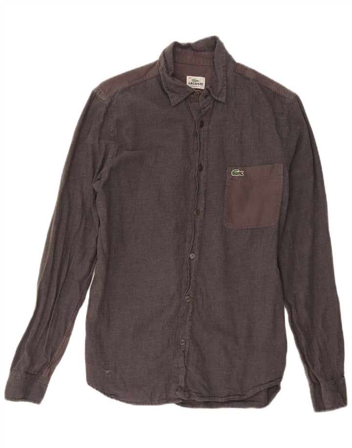 Camisa masculina Lacoste tamanho 38 pequeno algodão cinza
