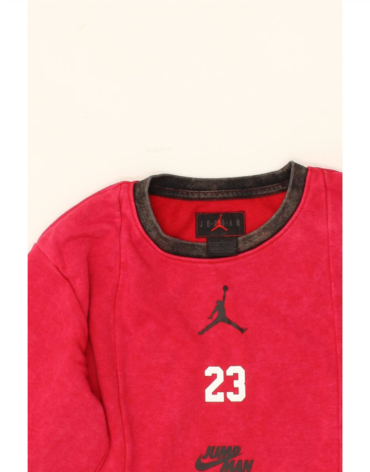 JORDAN Girls Graphic Sweatshirt Jumper 12-13 Years Large Pink Cotton Vintage Jordan and Second-Hand Jordan from Messina Hembry 