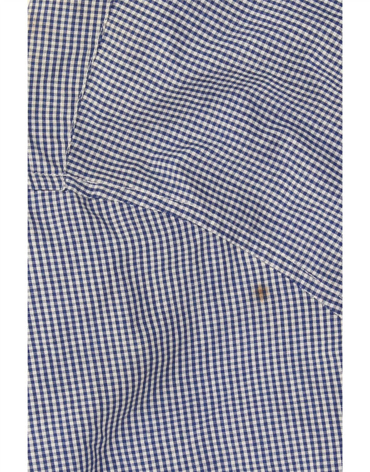 Pierre Cardin Camisa masculina de manga curta grande poliéster azul guingão