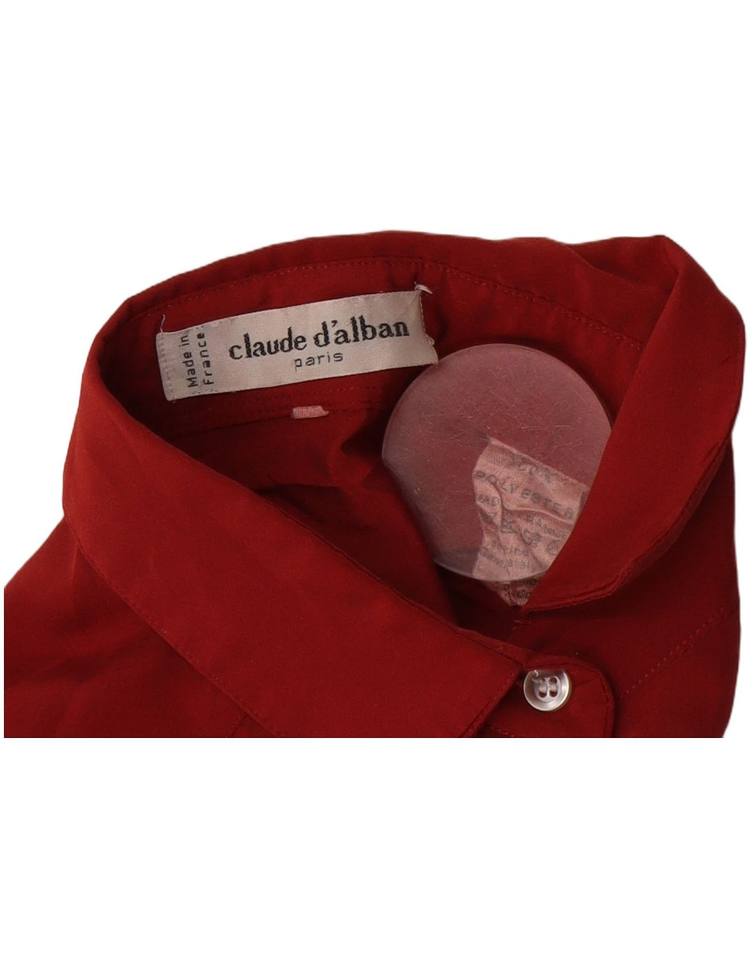 Blusa feminina vintage UK 14 grande poliéster cor de vinho