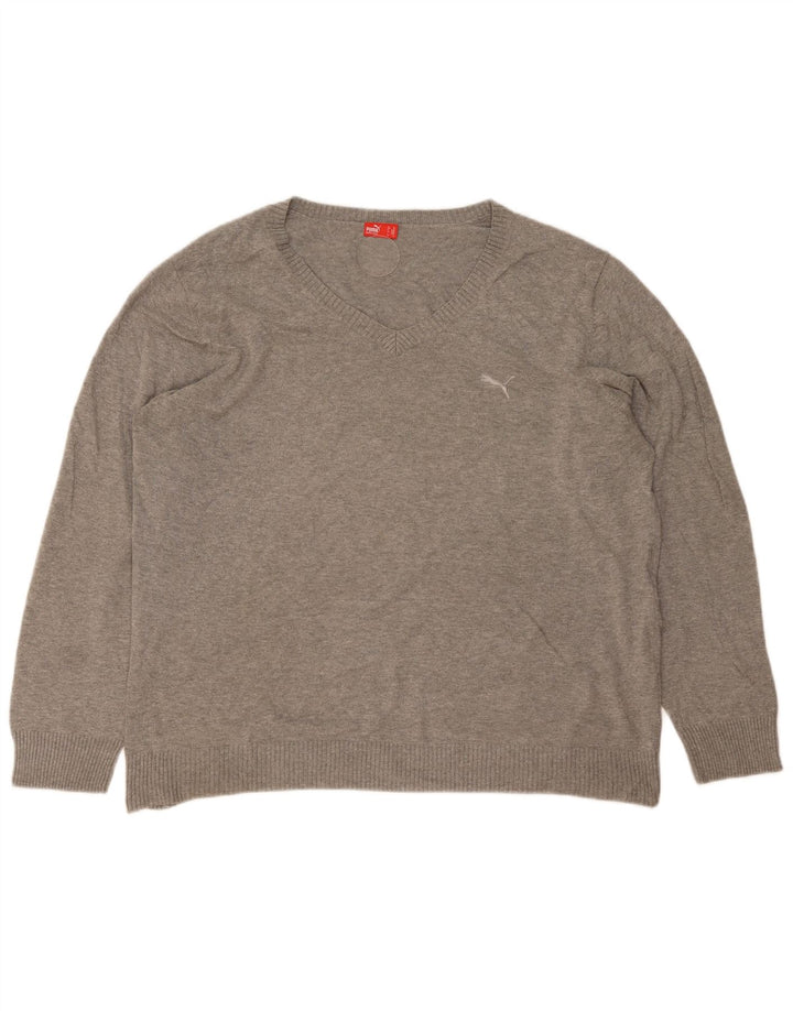 Suéter masculino Puma com decote em V XL cinza algodão