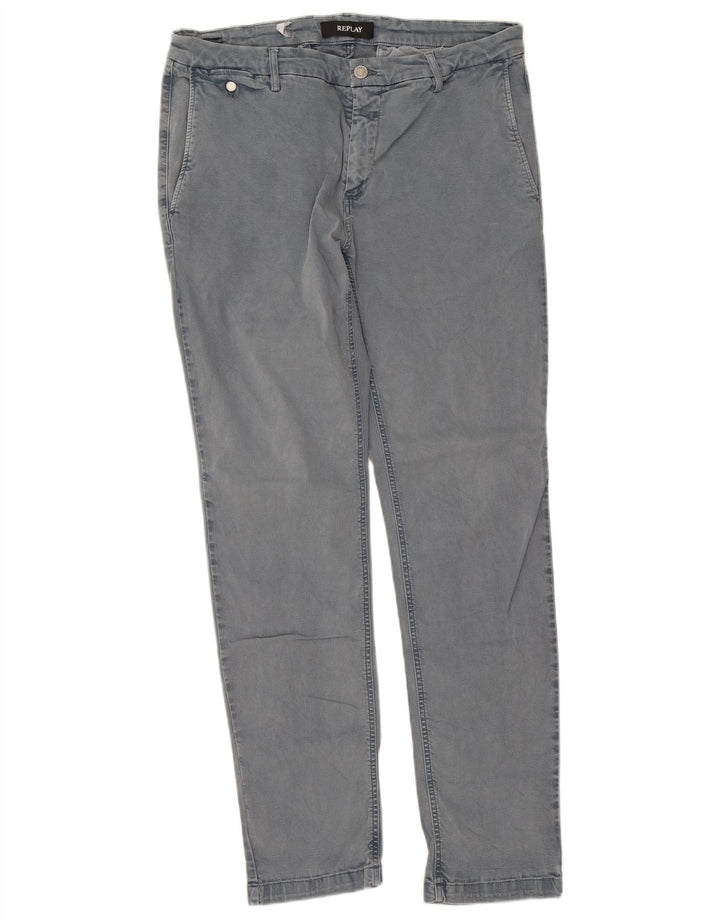 Replay Mens Slim Jeans W34 L32 Cinza Algodão