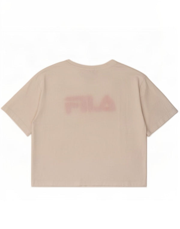 Fila Womens Graphic T-Shirt Top UK 14 Médio Algodão Branco