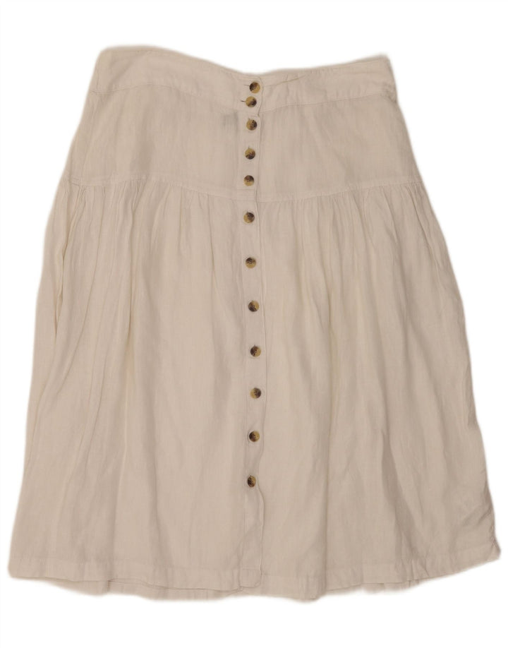 Saia feminina Marks & Spencer em linha A Reino Unido 16 grande W36 linho branco