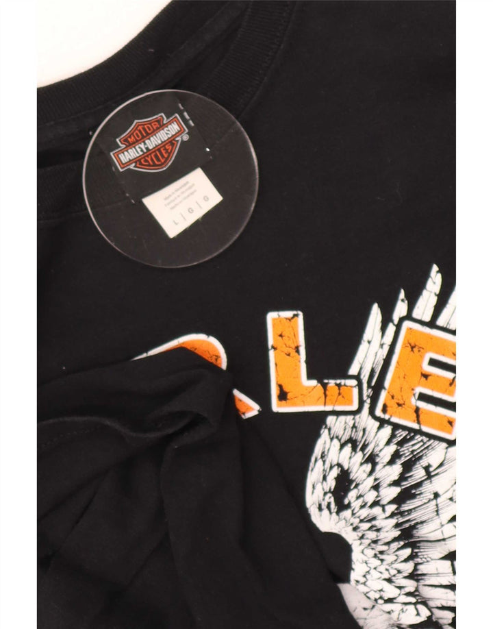 Harley Davidson Camiseta masculina gráfica de manga comprida grande algodão preto