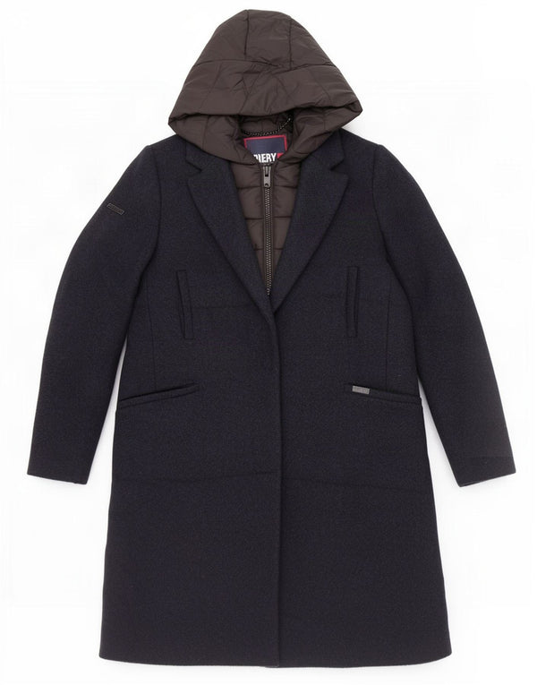 Superdry Womens Hooded Padded Coat UK 10 Small Navy Blue Polyester