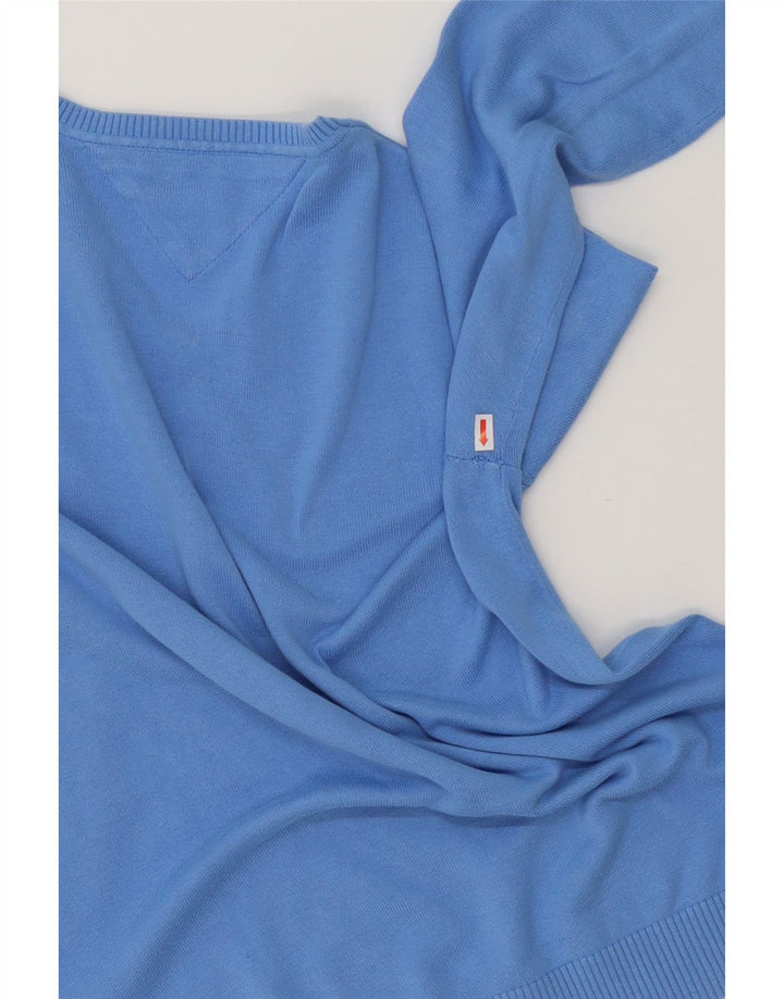 TOMMY HILFIGER Mens V-Neck Jumper Sweater Medium Blue Cotton Vintage Tommy Hilfiger and Second-Hand Tommy Hilfiger from Messina Hembry 