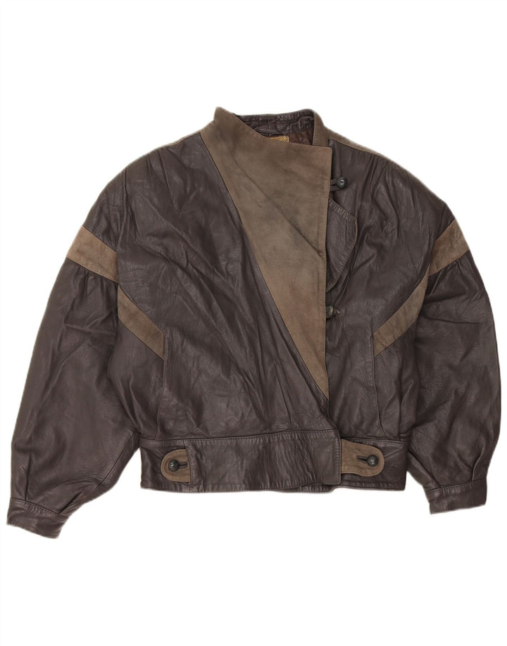 Jaqueta feminina Lavorazione Artigiana IT 44 couro colorblock cinza médio