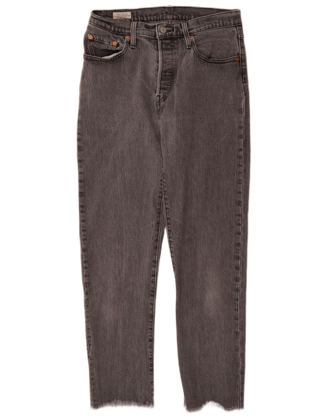 Calça jeans feminina Levi's 501 Straight W28 L28 cinza algodão