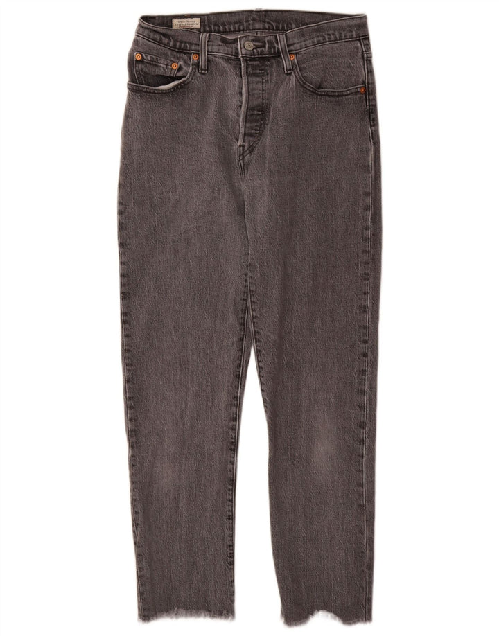 Calça jeans feminina Levi's 501 Straight W28 L28 cinza algodão
