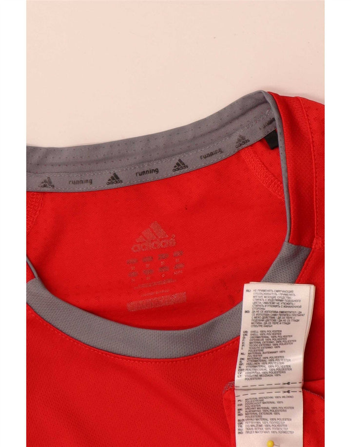 Adidas Mens Camiseta Top Médio Poliéster Vermelho