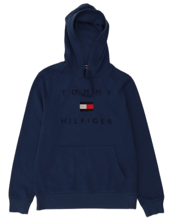 Tommy Hilfiger moletom com capuz gráfico masculino médio algodão azul marinho