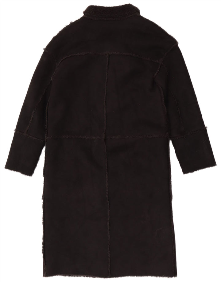 Sobretudo sherpa feminino vintage UK 12 médio preto