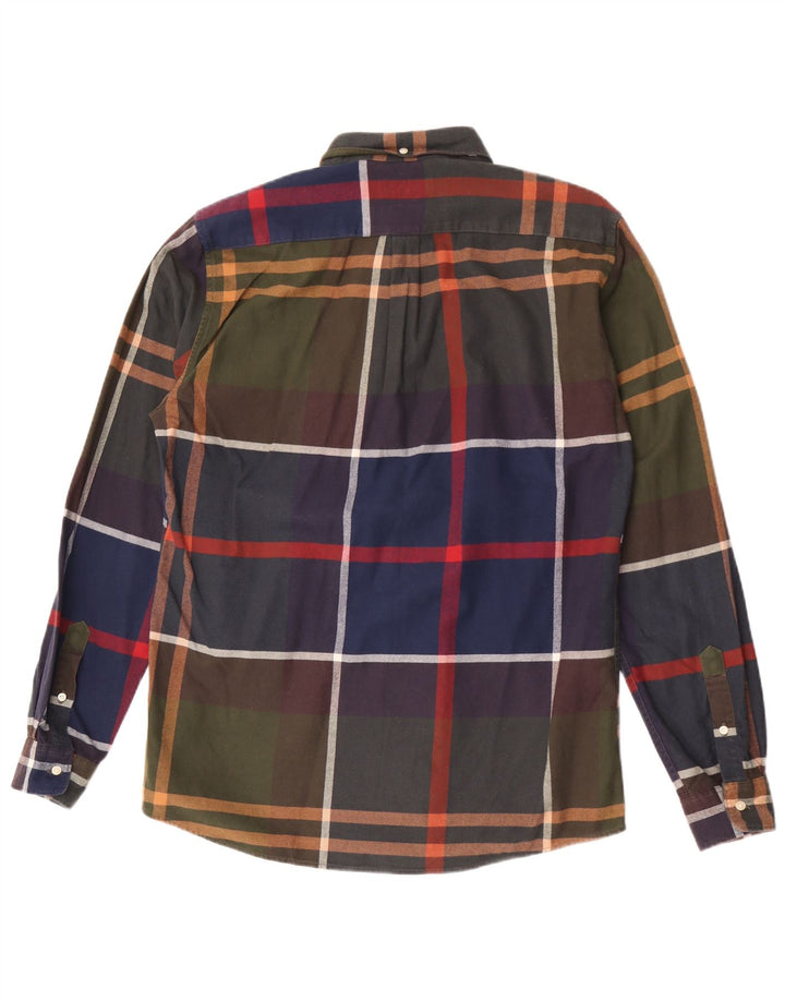Barbour camisa masculina de flanela sob medida, grande algodão xadrez multicolorido