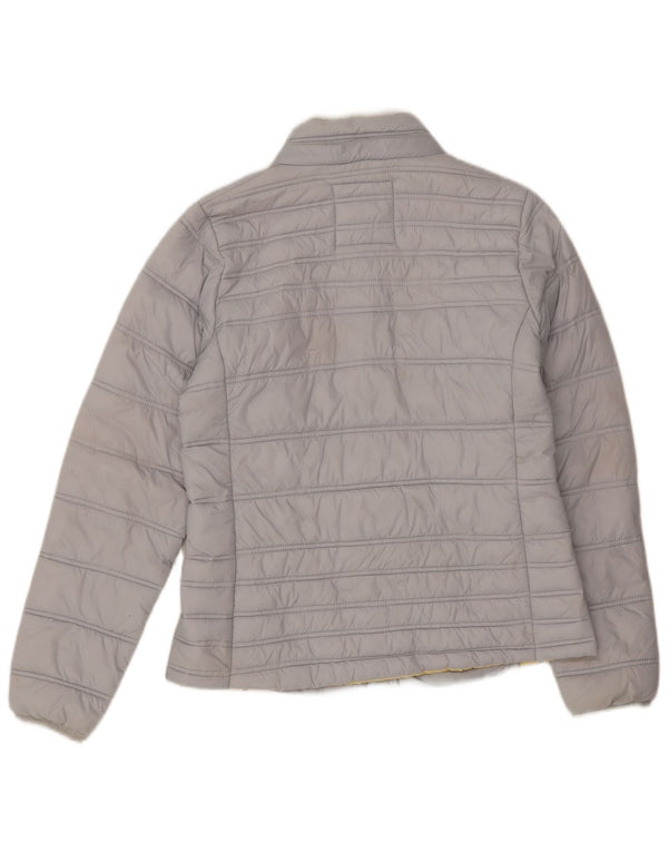 Jaqueta acolchoada feminina Crew Clothing UK 12 nylon cinza médio