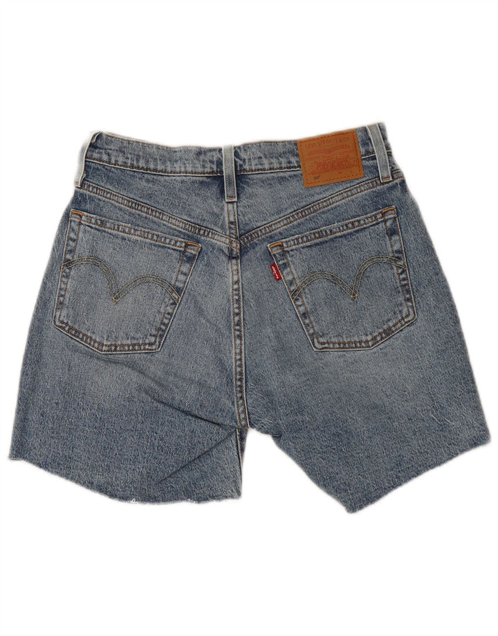 Shorts jeans feminino Levi's 501 desgastado W27 pequeno algodão azul