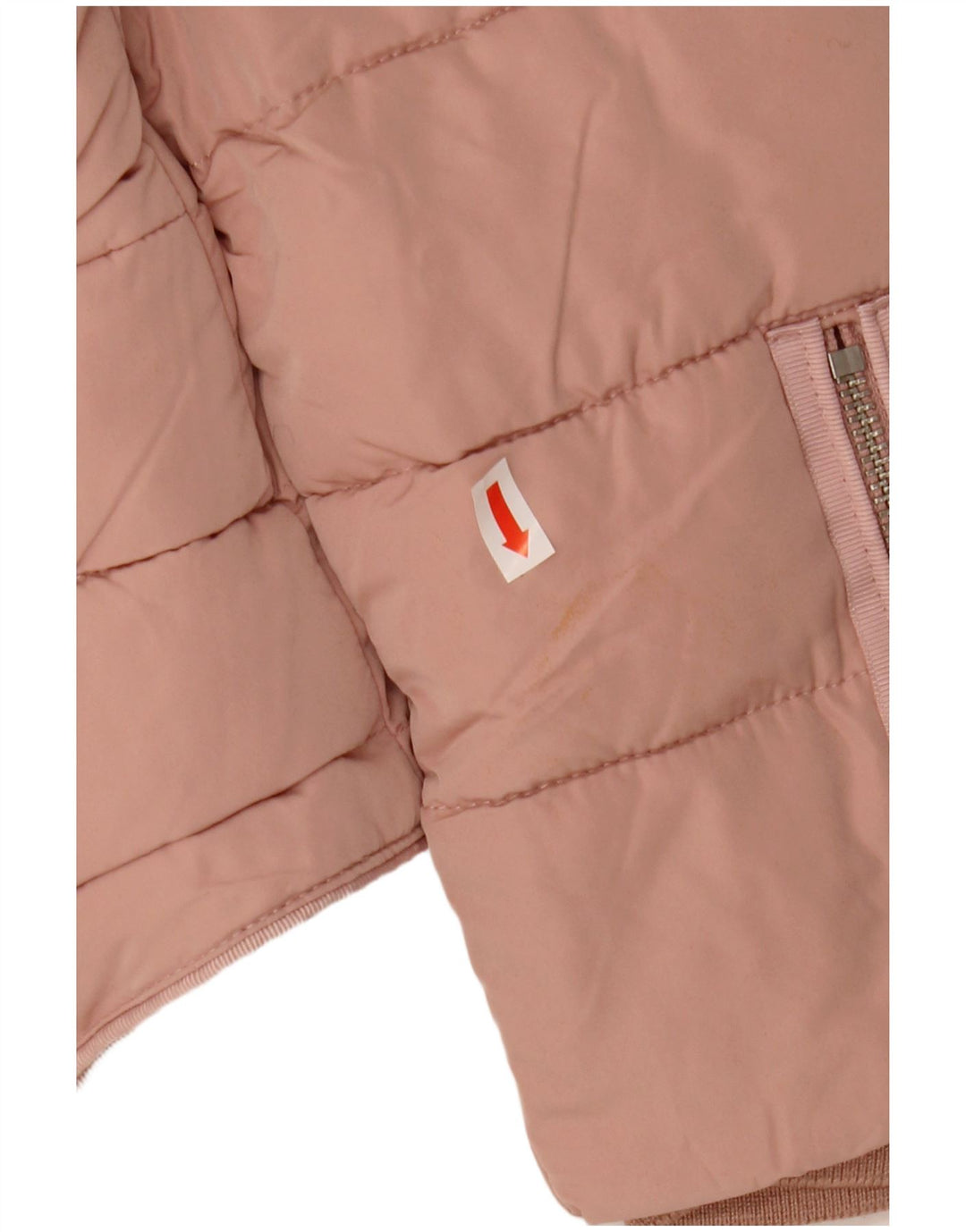 ZARA Jaqueta feminina acolchoada com capuz UK 18 XL rosa poliéster