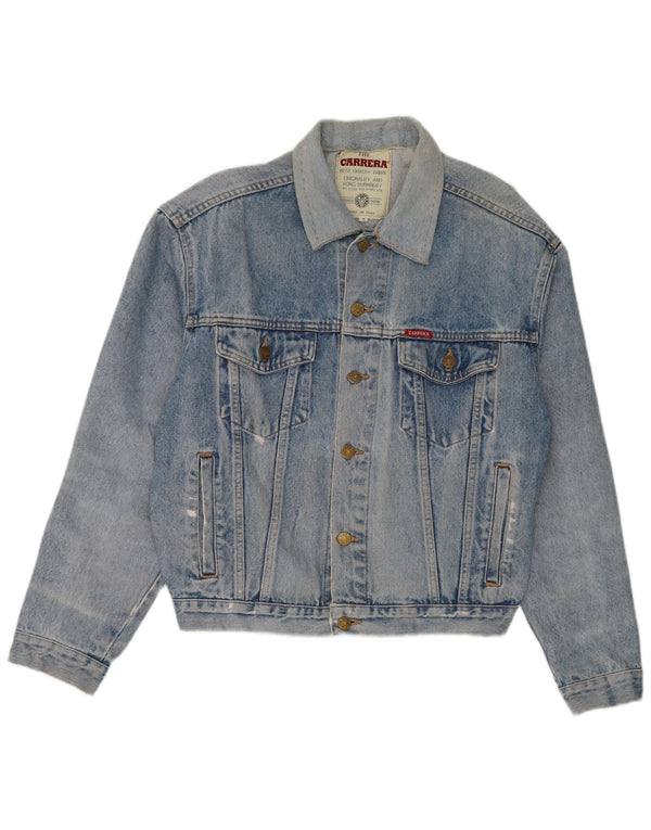 Jaqueta jeans masculina Carrera desgastada Reino Unido 36 algodão azul pequeno