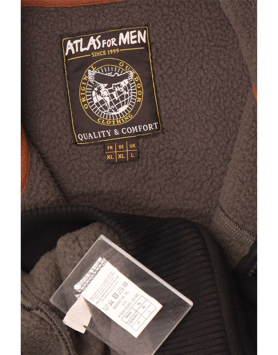 Atlas For Men Mens Fleece Jacket Grande Poliéster Preto Colorblock