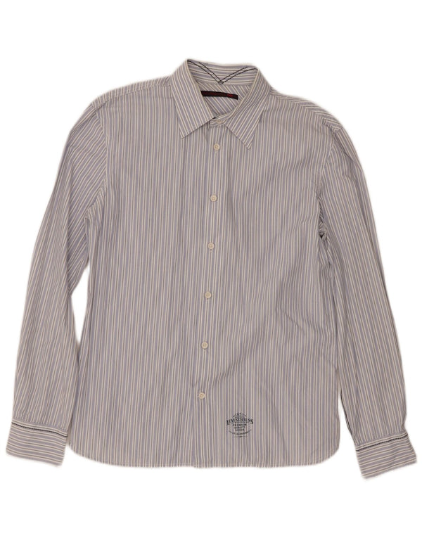 Camisa masculina Levi's de algodão listrado azul médio