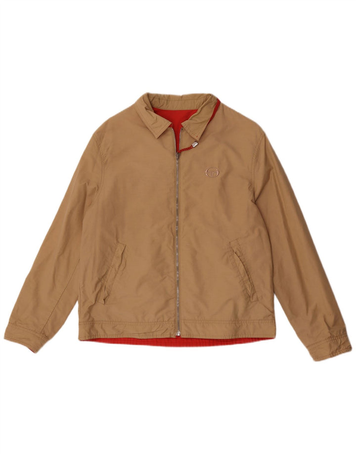 Jaqueta reversível masculina Sergio Tacchini UK 38 algodão bege médio
