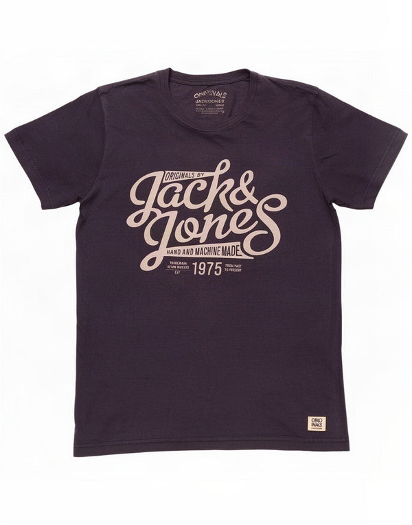 Jack & Jones Camiseta masculina gráfica Top pequeno algodão azul marinho