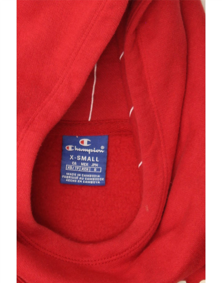 CHAMPION Womens Oversized Graphic Hoodie Jumper UK 6 XS Red Cotton Vintage Champion and Second-Hand Champion from Messina Hembry 