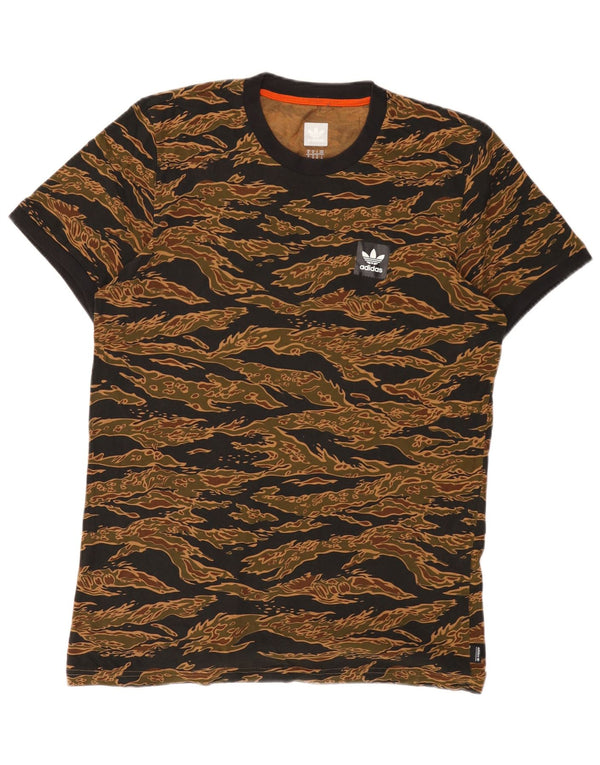 ADIDAS Mens T-Shirt Top Médio Marrom Camuflagem