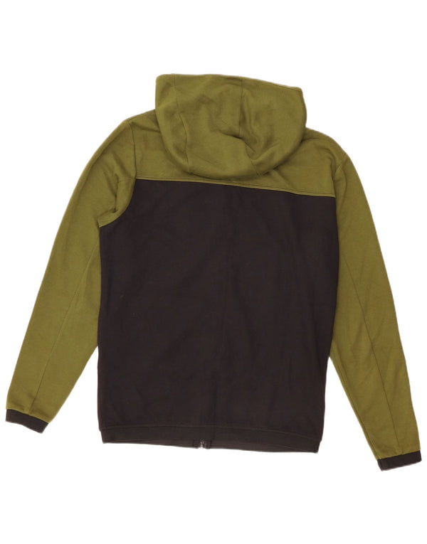 Zara Suéter masculino com capuz e zíper pequeno verde algodão colorblock