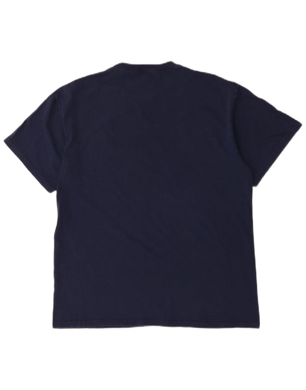 Camiseta masculina Majestic Atlanta Braves com estampa gráfica grande algodão azul marinho