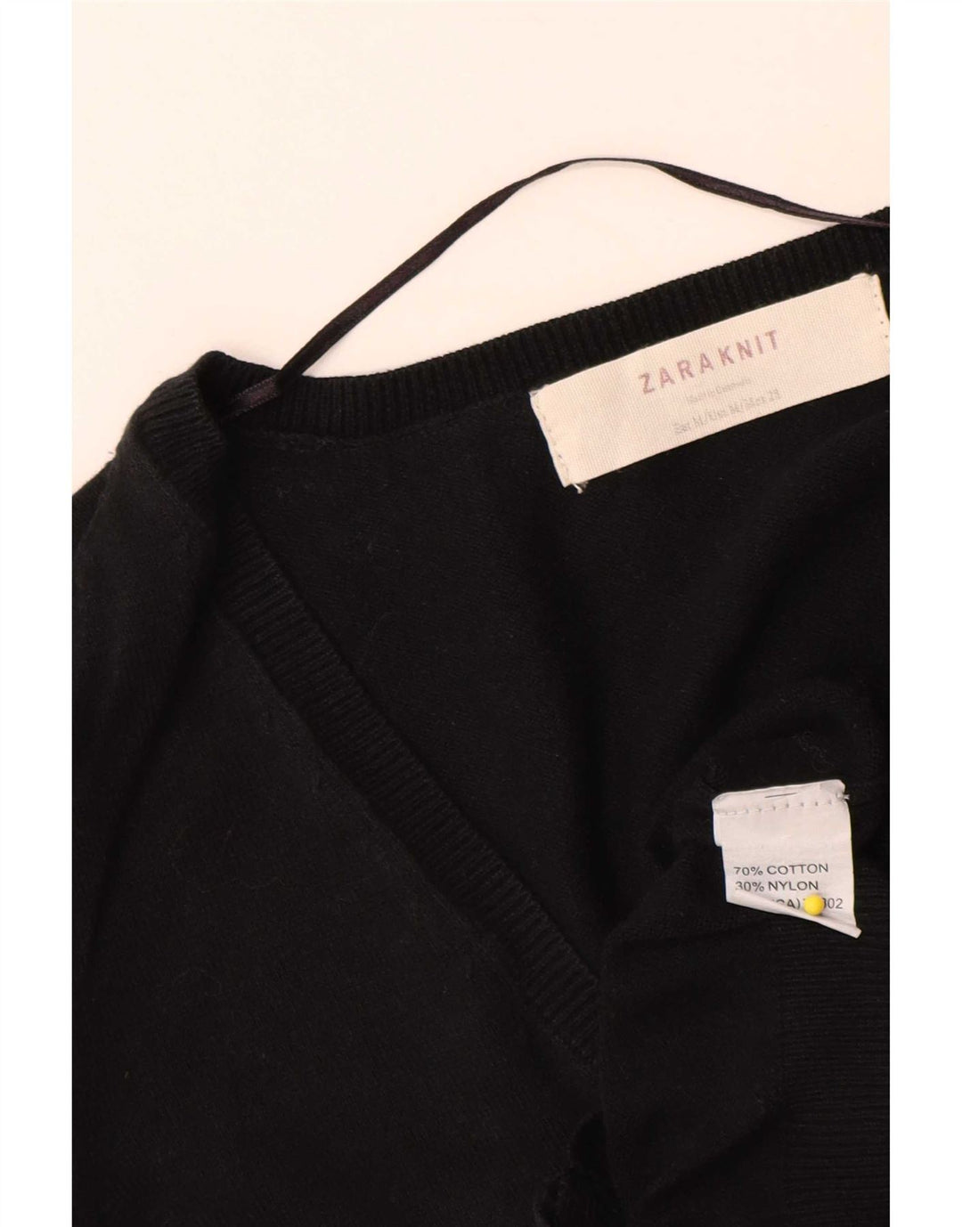 Suéter cardigã feminino Zara Reino Unido 12 algodão preto médio