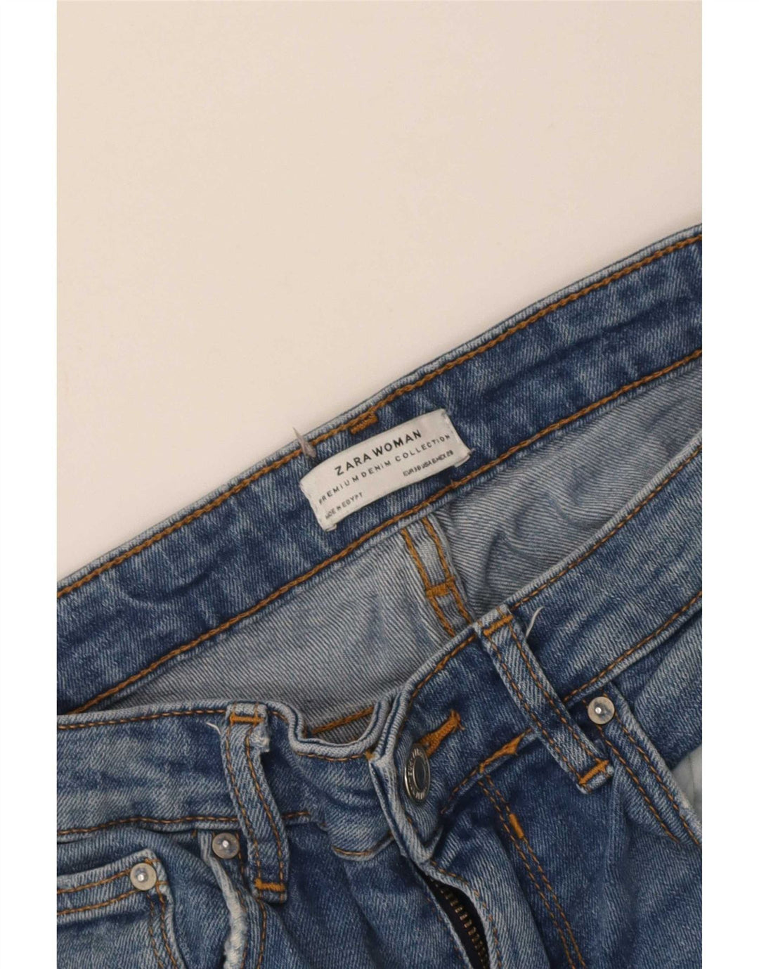 Zara Jeans femininos desgastados slim UE 38 pequeno W28 L28 azul