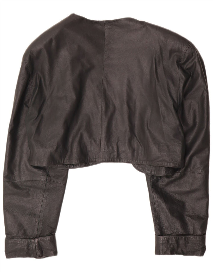 Jaqueta Bolero de couro feminina VINTAGE Reino Unido 14 verde médio