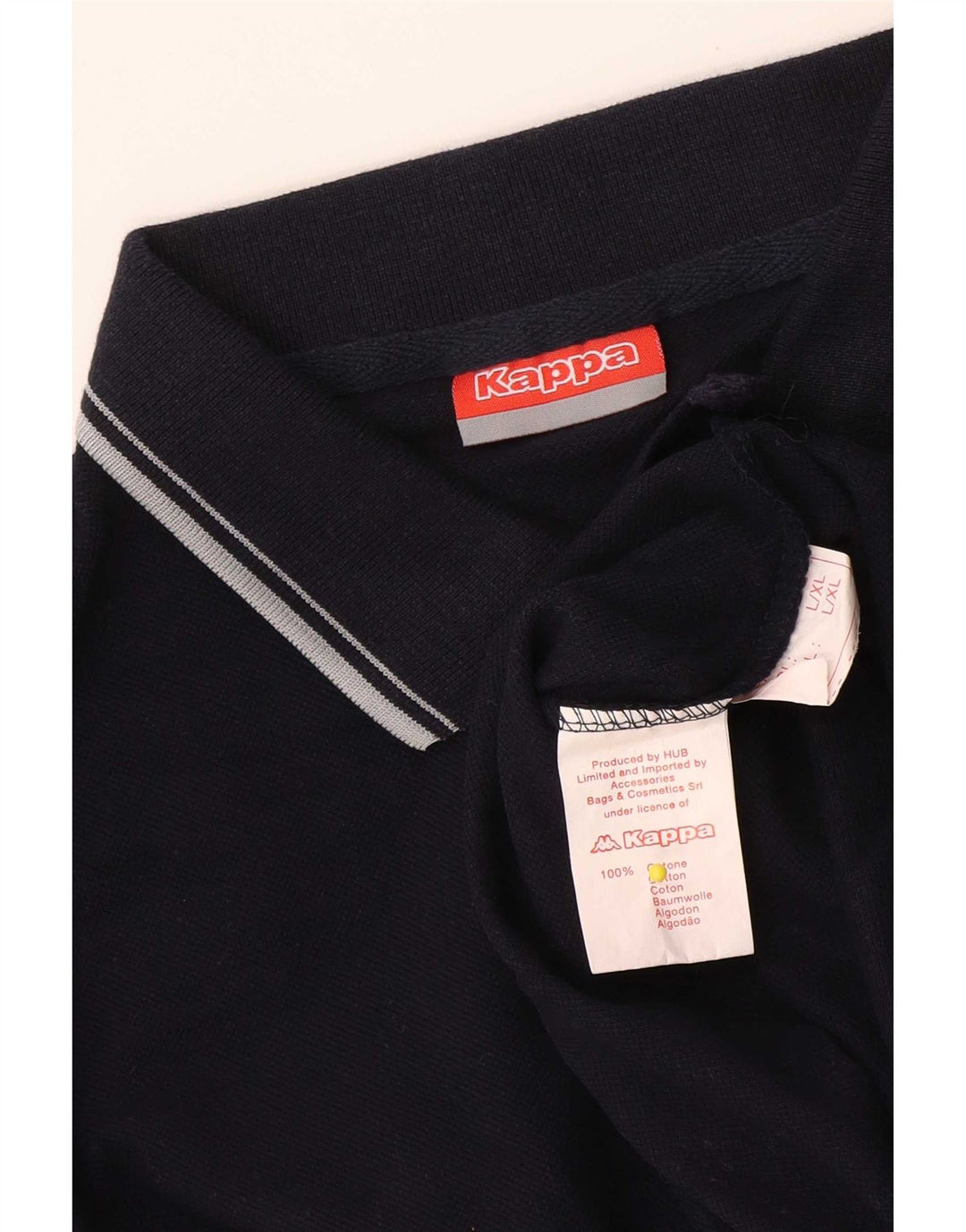 Camisa polo masculina Kappa grande algodão listrado azul marinho