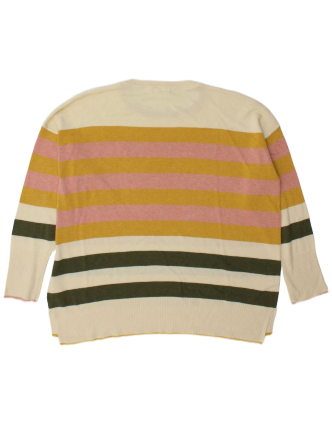 Suéter feminino com gola redonda White Stuff Reino Unido 22 3XL listrado multicolorido