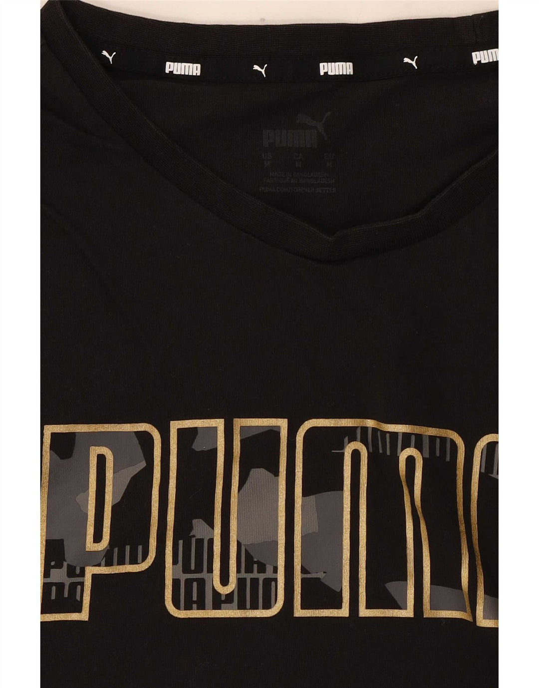 Puma Camiseta Feminina Graphic Top UK 14 Médio Preto