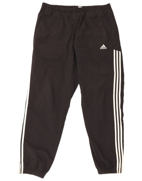 Calça de treino masculina Adidas Joggers UK 44/46 grande poliéster preto