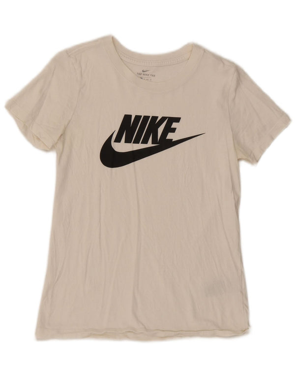 Camiseta Nike feminina gráfica Top UK 6 XS algodão branco