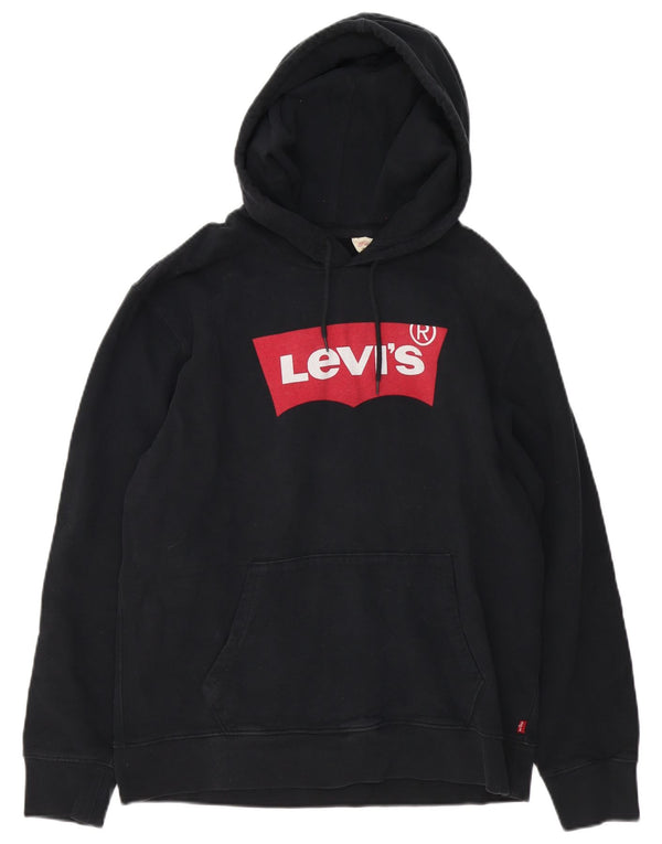 Moletom com capuz gráfico masculino Levi's médio preto algodão