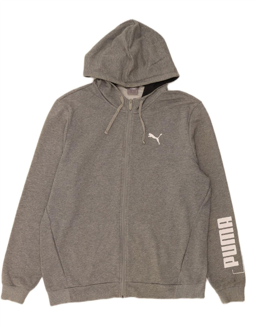 Suéter PUMA masculino com capuz e zíper gráfico XL cinza