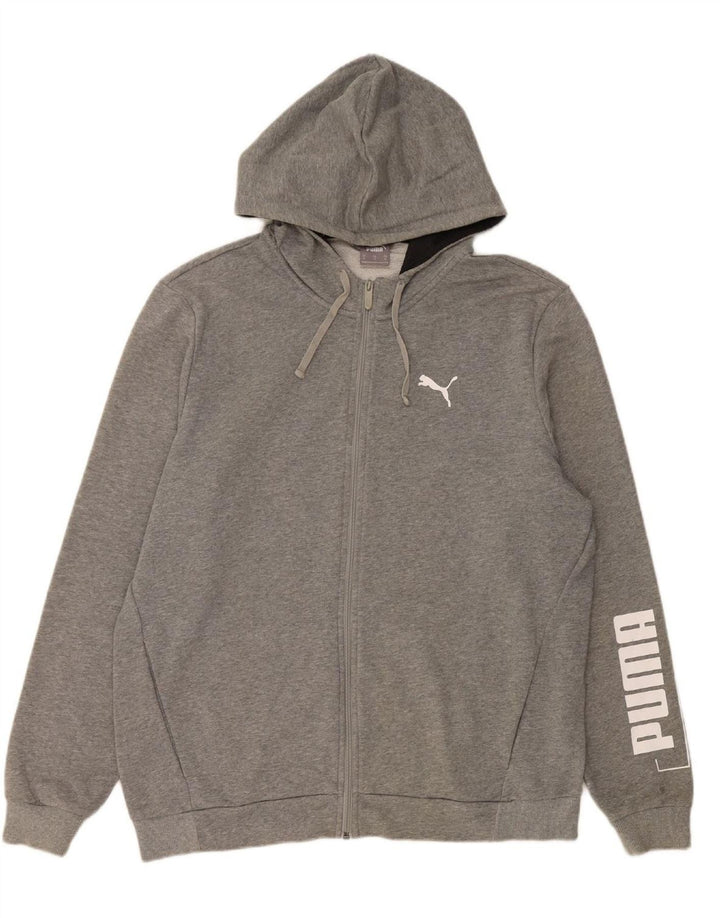 Suéter PUMA masculino com capuz e zíper gráfico XL cinza