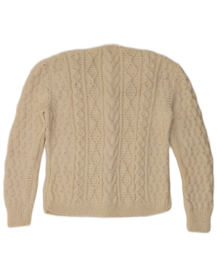Suéter Cardigan Feminino Vintage UK 10 Pequeno Off White