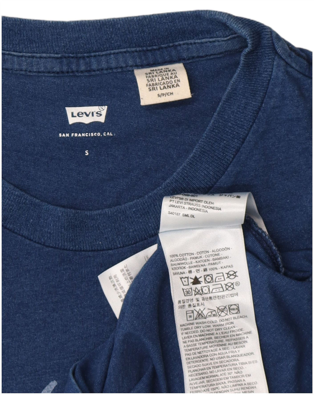 Camiseta gráfica masculina Levi's Top pequeno algodão azul