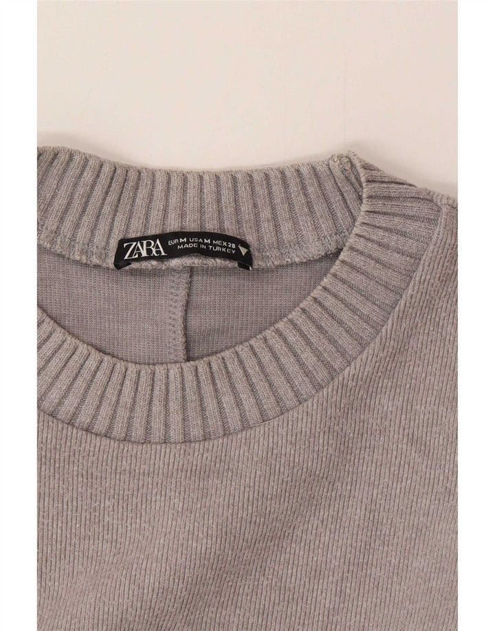 Blusa feminina Zara com ajuste solto Top UK 14 cinza médio