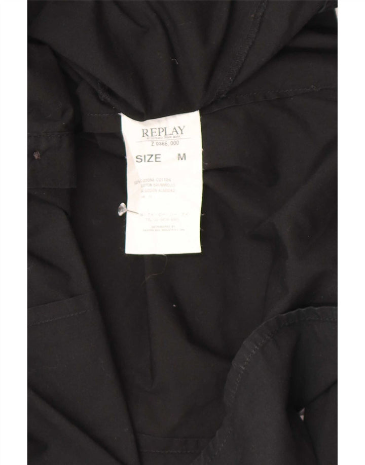 Camisa gráfica feminina Replay UK 14 algodão preto médio