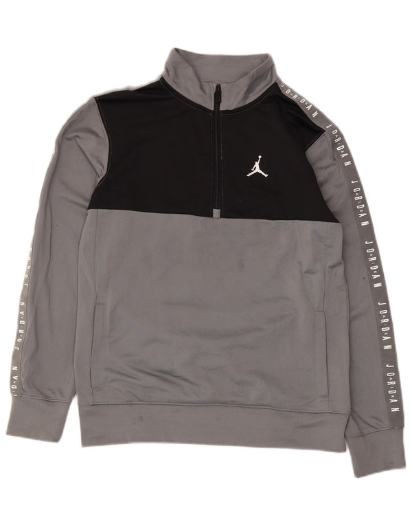 Suéter gráfico Jordan Boys 12-13 anos grande cinza colorblock